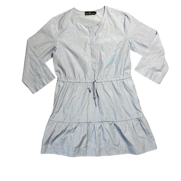 Pomander Place Tuckernuck Lucy Chambray Tiered Cotton Mini Dress Blue Small - Picture 2 of 7